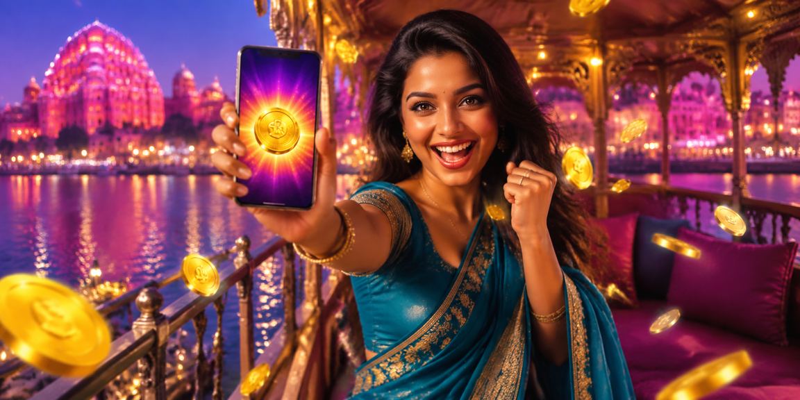 Indian woman using mobile to login for online betting
